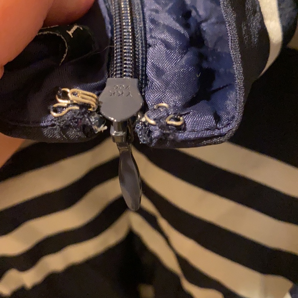 J. Crew Blouson Mini Dress in navy blue and white stripes straps 8 - Picture 9 of 16